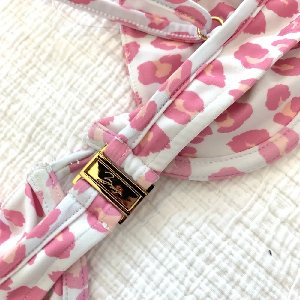 Bambia Leopard Pink Belle Bikini Top and Elle Bikini Bottoms